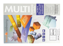 Load image into Gallery viewer, Hovat Multi-Purpose. 100 sheet box of white self adhesive labels. DIE CUT - Rounded corners.