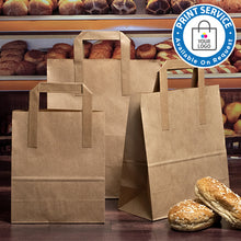 Load image into Gallery viewer, Brown Take away Bags With Handles, Packs of 100 Bags 39550/1/2
