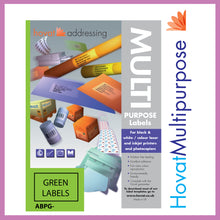 Load image into Gallery viewer, Hovat Multi-Purpose. Matt Green Self adhesive label.  (100 sheet box)
