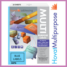 Load image into Gallery viewer, Hovat Multi-Purpose. 65 labels per sheet. Coloured 38 x 21.2 mm Matt Self adhesive label. (1,625 labels - 25 sheet box)