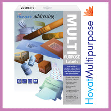 Load image into Gallery viewer, Hovat Multi-Purpose. Self adhesive label. Multiple Options. 25 sheet pack
