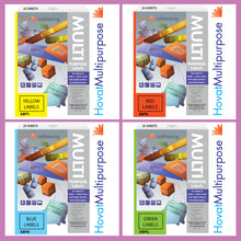 Load image into Gallery viewer, Hovat Multi-Purpose. 65 labels per sheet. Coloured 38 x 21.2 mm Matt Self adhesive label. (1,625 labels - 25 sheet box)