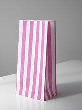 Load image into Gallery viewer, Candy Stripe Pink and White Block Bottom Sweet Bags. (114 x 76 x 245mm)