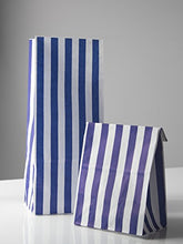 Load image into Gallery viewer, Candy Stripe Blue and White Block Bottom Sweet Bags. (110 x 75 x 240mm)