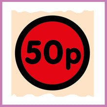 Load image into Gallery viewer, Special Offer 50p Labels, 500 per roll, 40mm Diameter, Presented in rolls of 500