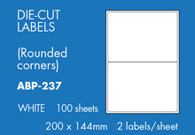 Load image into Gallery viewer, Hovat Multi-Purpose. 100 sheet box of white self adhesive labels. DIE CUT - Rounded corners.
