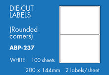 Load image into Gallery viewer, Hovat Multi-Purpose. 100 sheet box of white self adhesive labels. DIE CUT - Rounded corners.