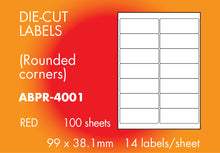 Load image into Gallery viewer, Hovat Multi-Purpose. Matt Red Self adhesive label.  (100 sheet box)