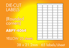 Load image into Gallery viewer, Hovat Multi-Purpose. 65 labels per sheet. Coloured 38 x 21.2 mm Matt Self adhesive label. (1,625 labels - 25 sheet box)