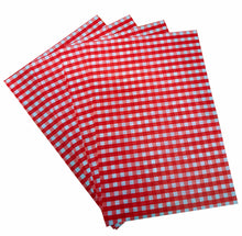 Load image into Gallery viewer, Red Gingham Greaseproof Sheets, Chip &amp; Tray Liners. packs of 1,000
