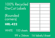 Load image into Gallery viewer, Hovat 100% Recycled Multi-Purpose. Self Adhesive Labels. (100 Sheets per box)