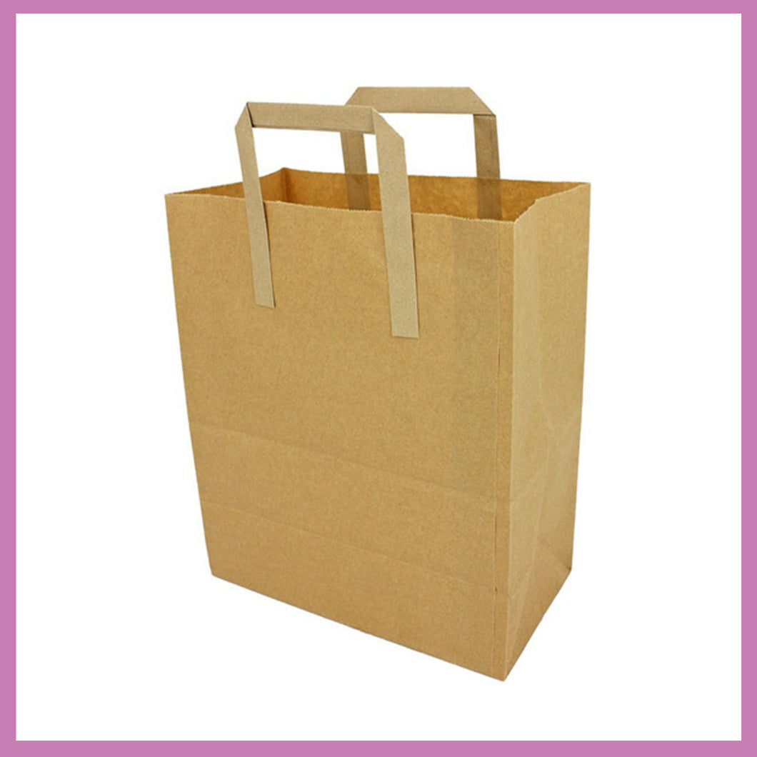 Brown Take away Bags With Handles, Packs of 100 Bags 39550/1/2