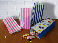 Load image into Gallery viewer, Candy Stripe Pink and White Block Bottom Sweet Bags. (110 x 75 x 240mm)
