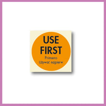Load image into Gallery viewer, Orange Use First, Food Rotation Label, Removable Adhesive, 51mm Dia, 1 roll of 500
