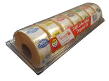 Load image into Gallery viewer, Day Dot, Food Rotation Labels in a Plastic Clam Shell, Full Week 1000 Labels per roll