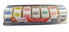 Load image into Gallery viewer, Day Dot, Food Rotation Labels in a Plastic Clam Shell, Full Week 1000 Labels per roll