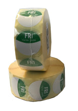 Load image into Gallery viewer, Food Safety Label, Days of the Week, Permanent Adhesive, 25mm Diameter. 1 roll of 1000