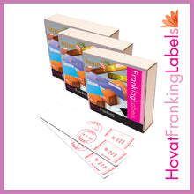 Load image into Gallery viewer, Hovat Franking Labels. 215 x 39 mm with 66 mm gutter Self Adhesive Franking Label. 1,000 per pack
