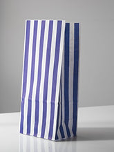 Load image into Gallery viewer, Candy Stripe Blue and White Block Bottom Sweet Bags. (110 x 75 x 240mm)
