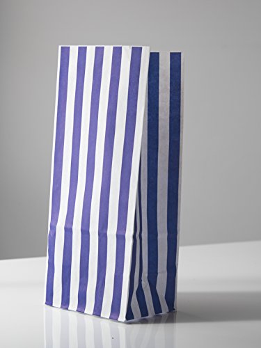Candy Stripe Blue and White Block Bottom Sweet Bags. (110 x 75 x 240mm)