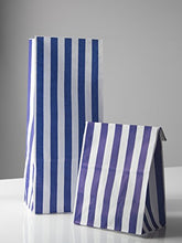 Load image into Gallery viewer, Candy Stripe Blue and White Block Bottom Sweet Bags. (110 x 75 x 240mm)
