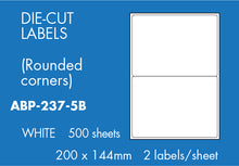 Load image into Gallery viewer, Hovat Multi-Purpose. 500 sheet box of white self adhesive labels. DIE CUT - rounded corners
