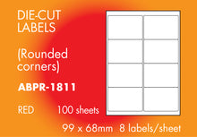 Load image into Gallery viewer, Hovat Multi-Purpose. Matt Red Self adhesive label.  (100 sheet box)
