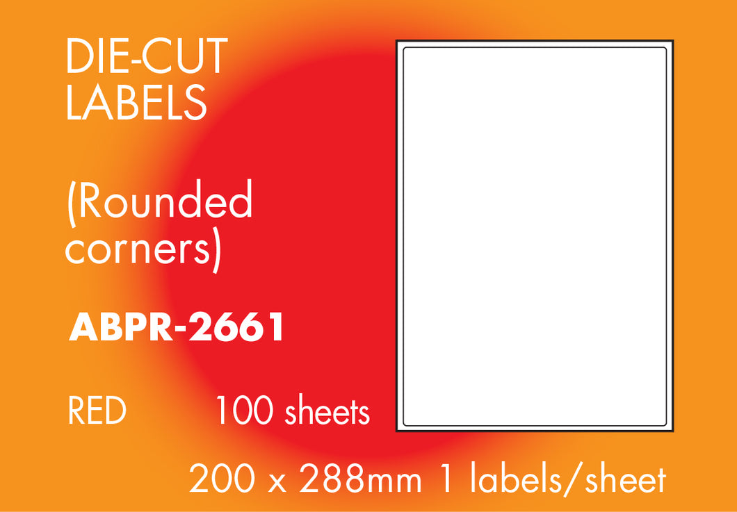 Hovat Multi-Purpose. Matt Red Self adhesive label.  (100 sheet box)