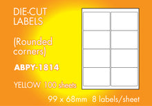 Load image into Gallery viewer, Hovat Multi-Purpose. Matt Yellow Self adhesive label.  (100 sheet box)
