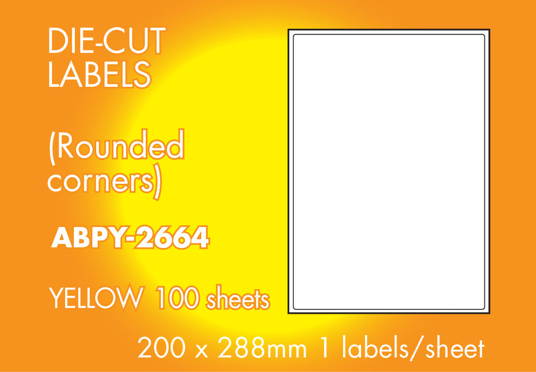 Hovat Multi-Purpose. Matt Yellow Self adhesive label.  (100 sheet box)