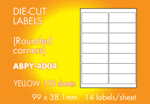 Load image into Gallery viewer, Hovat Multi-Purpose. Matt Yellow Self adhesive label.  (100 sheet box)
