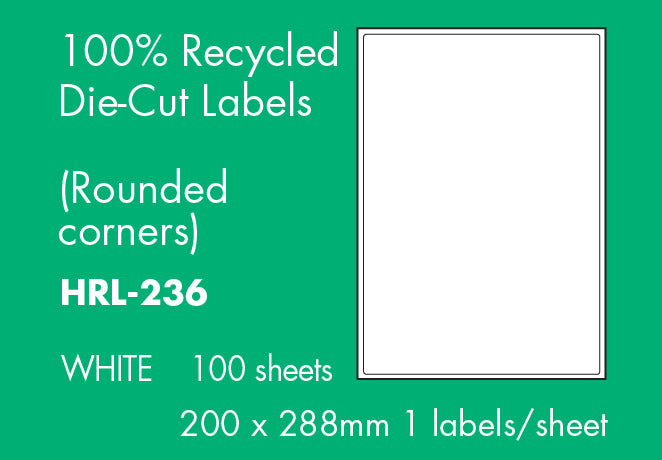 Hovat 100% Recycled Multi-Purpose. Self Adhesive Labels. (100 Sheets per box)