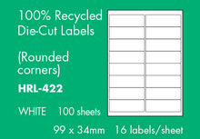 Load image into Gallery viewer, Hovat 100% Recycled Multi-Purpose. Self Adhesive Labels. (100 Sheets per box)

