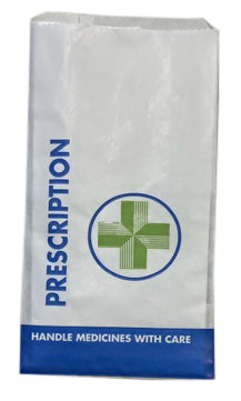 Prescription Bags, White Flat and Satchel
