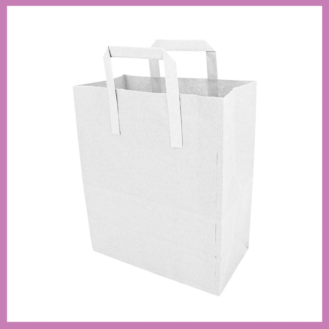 White Takeaway Carrier With Handles. Packs of 100 Bags