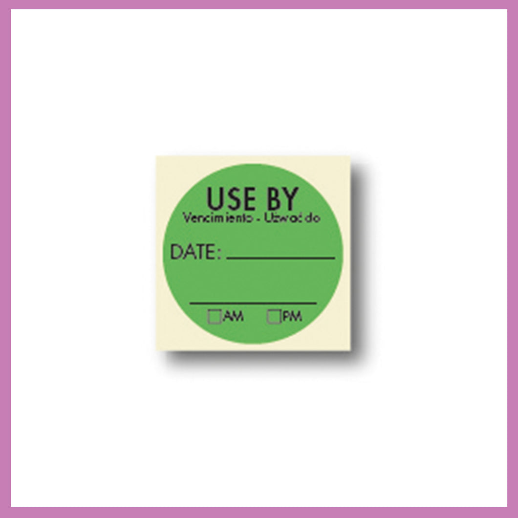 Use by, Food Rotation Label, Removable Adhesive, 38mm Dia, 1 roll of 500