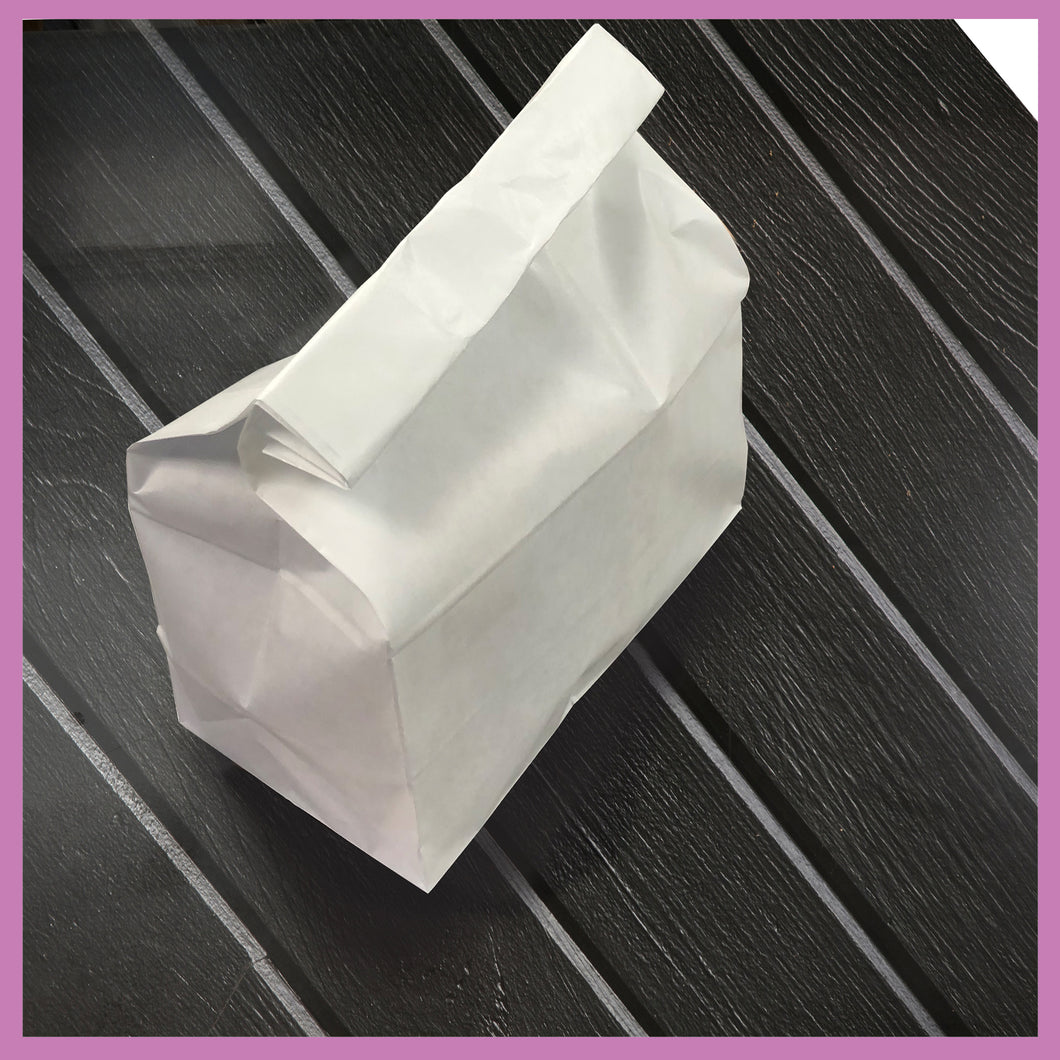 White Grab & Go Take Away Bags. Block bottomed SOS style. 200 Bags per pack